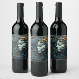 Etiqueta Para Botella De Vino Arte 3D de Moonlit Woman