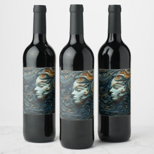 Etiqueta Para Botella De Vino Arte 3D de Moonlit Woman
