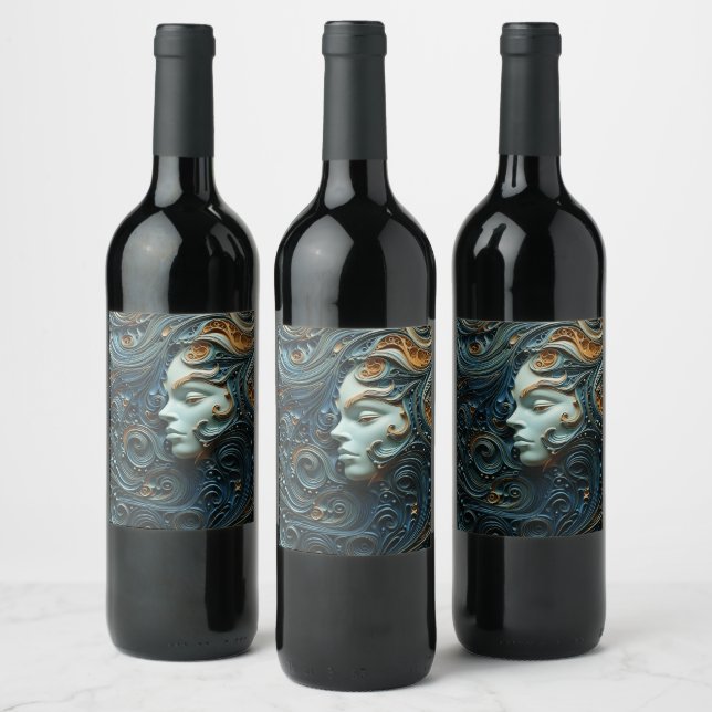 Etiqueta Para Botella De Vino Arte 3D de Moonlit Woman (Botellas)