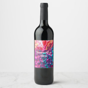 Etiqueta Para Botella De Vino Arte abstracto de pintura colorida