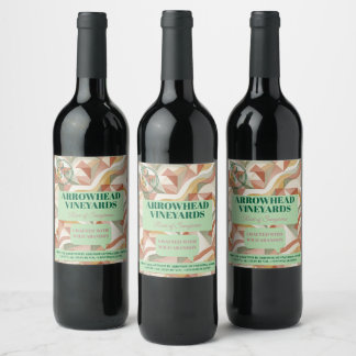 Etiqueta Para Botella De Vino Arte abstracto geométrico moderno de terracota