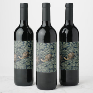 Etiqueta Para Botella De Vino Arte Antiguo Botánico Art Nouveau Caracol Antiguo