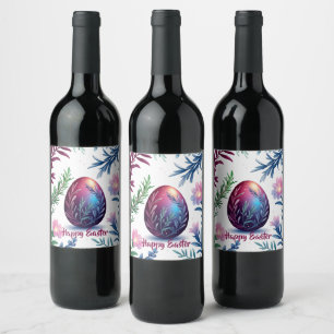Etiqueta Para Botella De Vino Arte botánico de huevo de Pascua elegante
