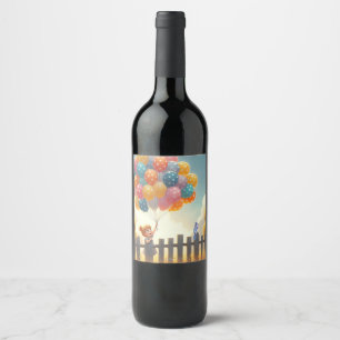 Etiqueta Para Botella De Vino Arte chica caprichoso/lindo