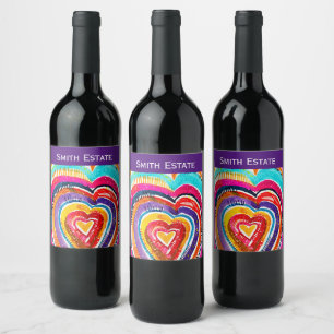 Etiqueta Para Botella De Vino Arte de acuarela de Heart Boho
