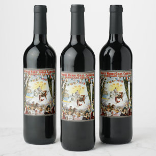 Etiqueta Para Botella De Vino Arte de cartel de carnaval Mardi Gras móvil vintag