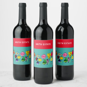 Etiqueta Para Botella De Vino Arte de farolillos coloridos chinos