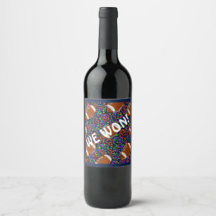 Etiqueta Para Botella De Vino Arte de Fútbol Azul