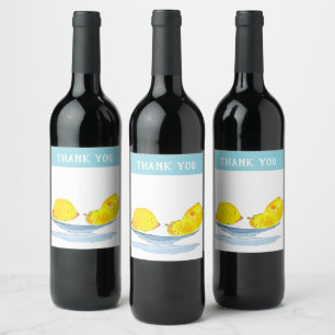 Etiqueta Para Botella De Vino Arte de la acuarela amarilla de los lemas