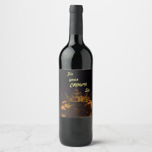 Etiqueta Para Botella De Vino Arte de la corona del Renacimiento