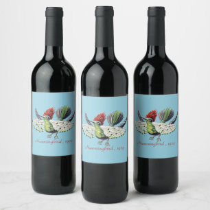 Etiqueta Para Botella De Vino Arte de la Naturaleza de Colibríes Coloridos de Er