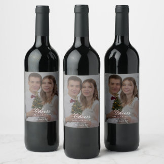 Etiqueta Para Botella De Vino Arte de línea minimalista moderno para bodas