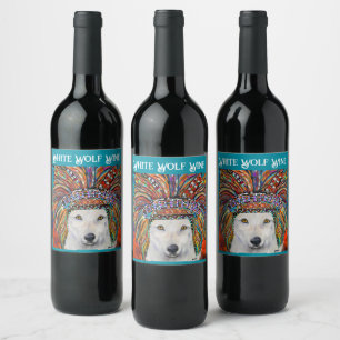 Etiqueta Para Botella De Vino Arte de Lobo Blanco