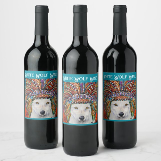 Etiqueta Para Botella De Vino Arte de Lobo Blanco (Botellas)
