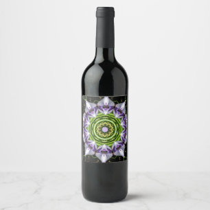 Etiqueta Para Botella De Vino Arte de Mandala de Floral Púrpura en Calidoscopio