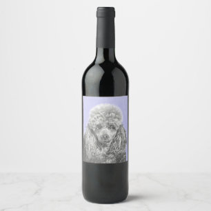 Etiqueta Para Botella De Vino Arte de perro azul grisáceo de juguete en miniatur