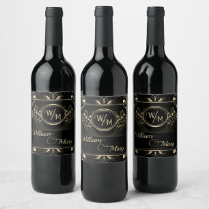 Etiqueta Para Botella De Vino Arte Deco Vintage Celebración Personalizada