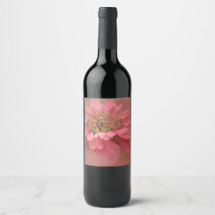 Etiqueta Para Botella De Vino Arte Digital Flor de Pascua Rubor de Rosa