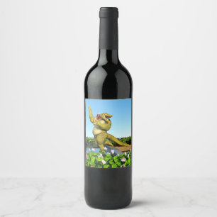 Etiqueta Para Botella De Vino Arte divertido de cocodrilo en fiesta de champán j