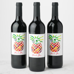 Etiqueta Para Botella De Vino Arte funky de piña