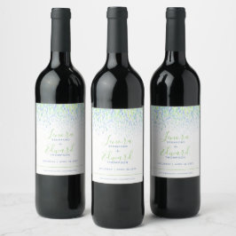 Etiqueta Para Botella De Vino arte moderno en cascada de color verde azul boda
