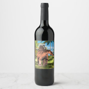 Etiqueta Para Botella De Vino Arte prehistórico de la jungla del dinosaurio Kent
