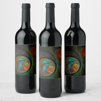 Etiqueta Para Botella De Vino Arte resumido azul de renacimiento