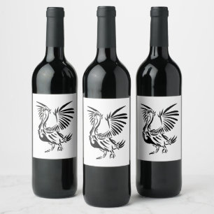 Etiqueta Para Botella De Vino Arte tribal pelicano sobre azul personal