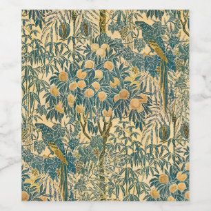 Etiqueta Para Botella De Vino Arte vintage de Walter Crane de guacamayo y frutas