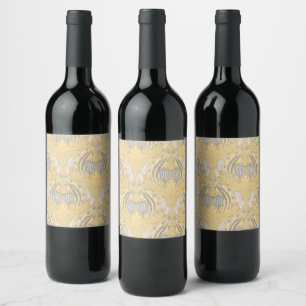 Etiqueta Para Botella De Vino Artes y Oficios Walter Crane Tulipanes Azules y Bl