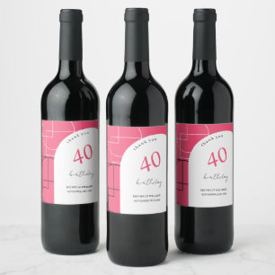 Etiqueta Para Botella De Vino Artístico Geo Moderno Rosa