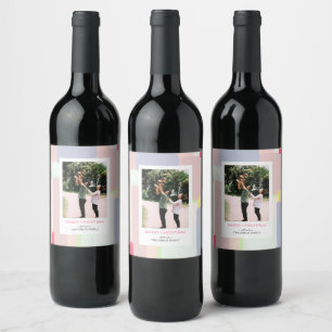 Etiqueta Para Botella De Vino Artístico Navidades Pastel Regalo de vacaciones Fo