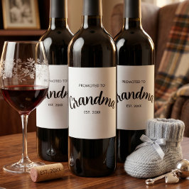 Etiqueta Para Botella De Vino Ascendida a Abuela Establecido Año Blanco