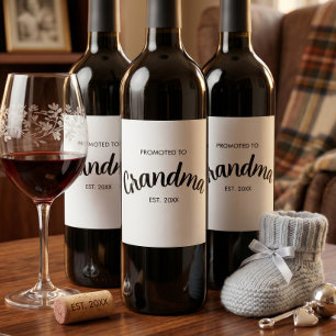 Etiqueta Para Botella De Vino Ascendida a Abuela Establecido Año Blanco