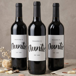 Etiqueta Para Botella De Vino Ascendida a Tía Establecido Año Blanco