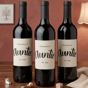 Etiqueta Para Botella De Vino Ascendida a Tía Establecido Año Personalizado Crem