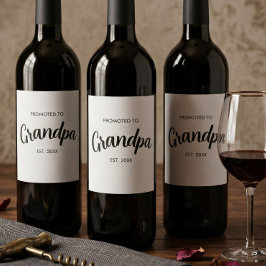 Etiqueta Para Botella De Vino Ascendido a Abuelo Establecido Año Personalizado B