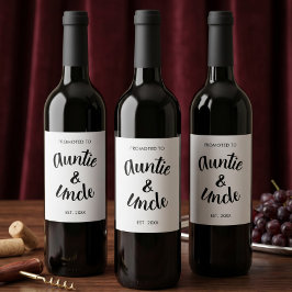 Etiqueta Para Botella De Vino Ascendido a Tía y Tío Establecido Personalizado