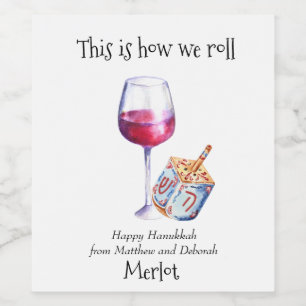 Etiqueta Para Botella De Vino Así es como rodamos Hanukkah Regalo Divertido de V