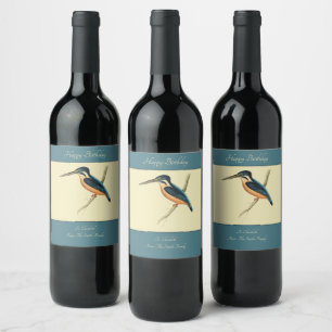 Etiqueta Para Botella De Vino Asiático Kingfisher II