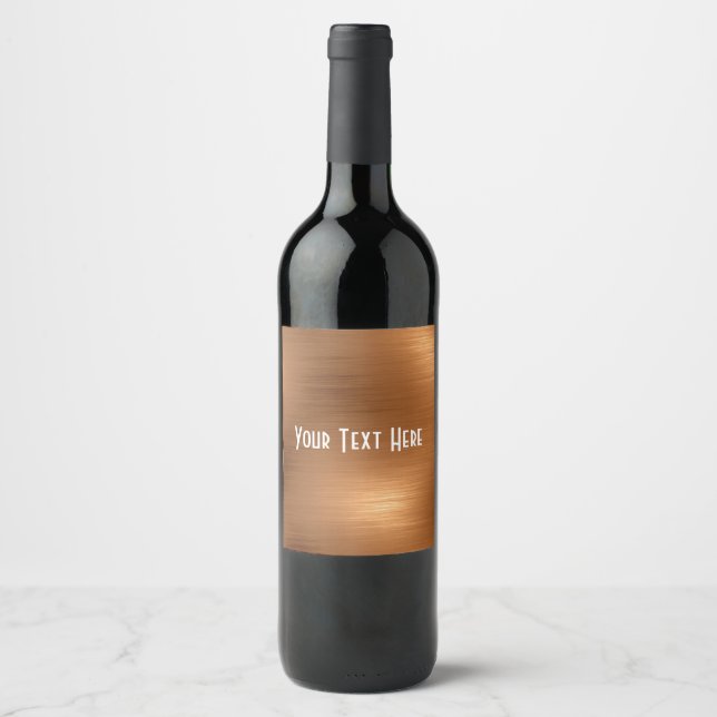 Etiqueta Para Botella De Vino Aspecto de cobre cepillado (Anverso)