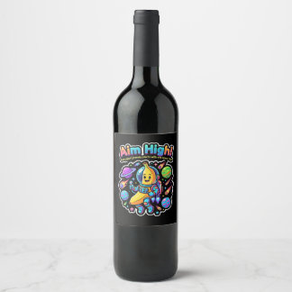Etiqueta Para Botella De Vino ¡Aspira Alto! – Aventura de Banana Astronauta