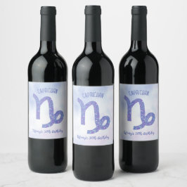 Etiqueta Para Botella De Vino Astrología de Cute CapricornFirma Personalizado fi