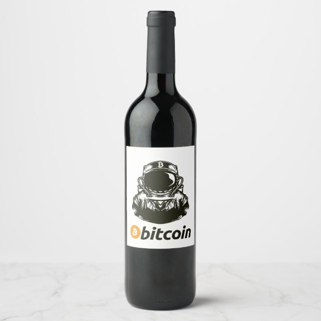 Etiqueta Para Botella De Vino Astronauta BITCOIN-Crypto (Anverso)