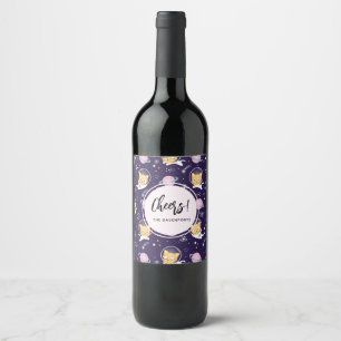 Etiqueta Para Botella De Vino Astronautas de gatos gatos gatos gatitos se burlan