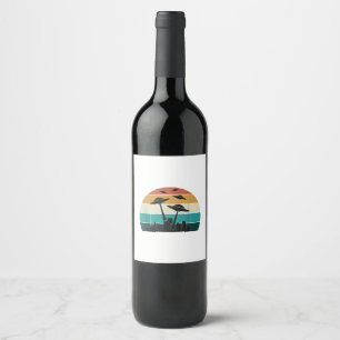 Etiqueta Para Botella De Vino Ataque de OVNI retro al atardecer - Sauc volador d