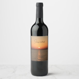 Etiqueta Para Botella De Vino Atardecer en el mar, Resplandor en el agua, Natura