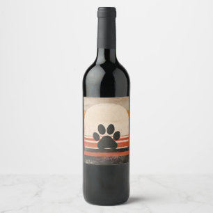 Etiqueta Para Botella De Vino Atardecer Retro de Huella de Garra – Arte Vintage 