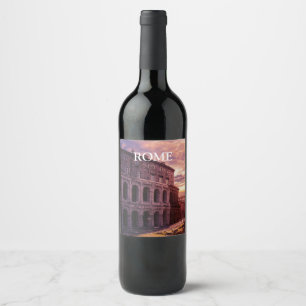 Etiqueta Para Botella De Vino Atardecer sobre el Coliseo de Roma