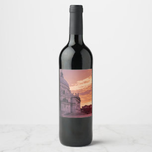 Etiqueta Para Botella De Vino Atardecer sobre la Basílica de Venecia